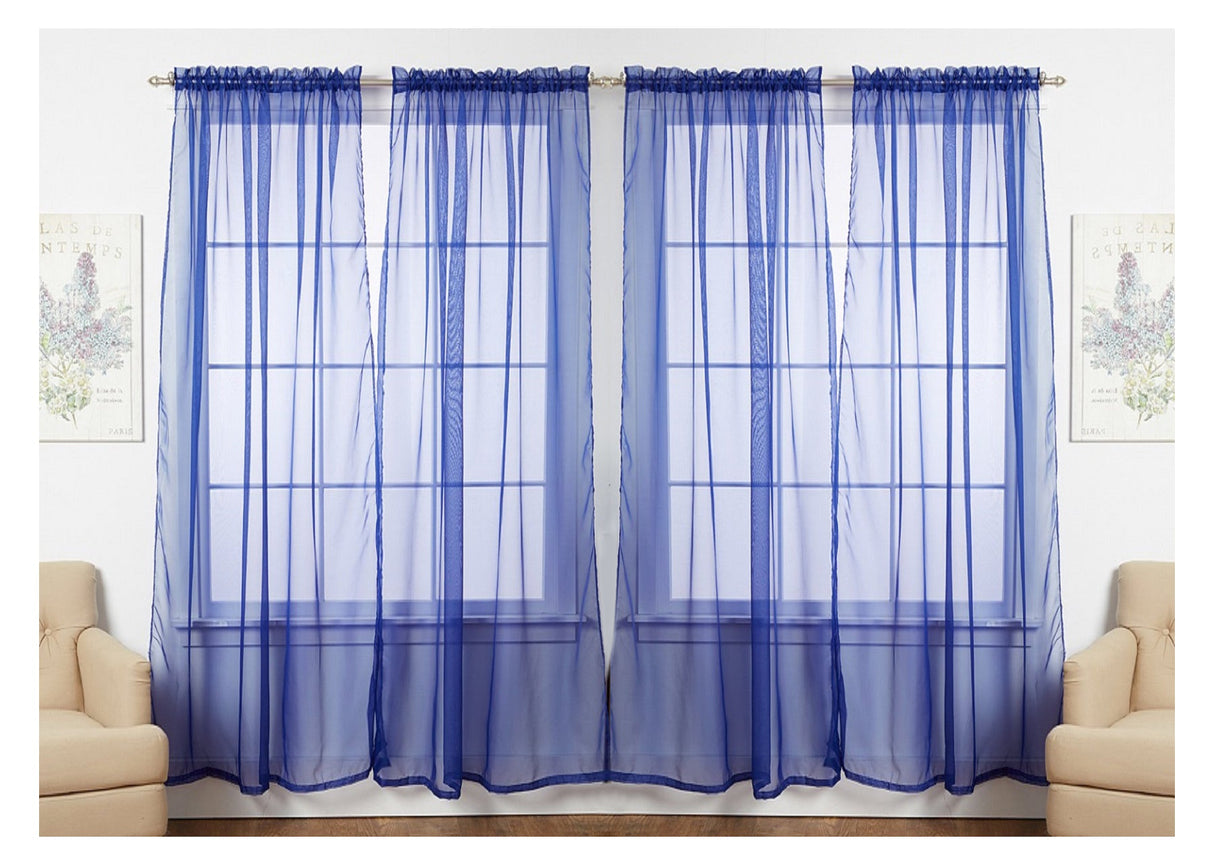 J&V TEXTILES 4-Pack Value: Solid Sheer Window Curtain Panels