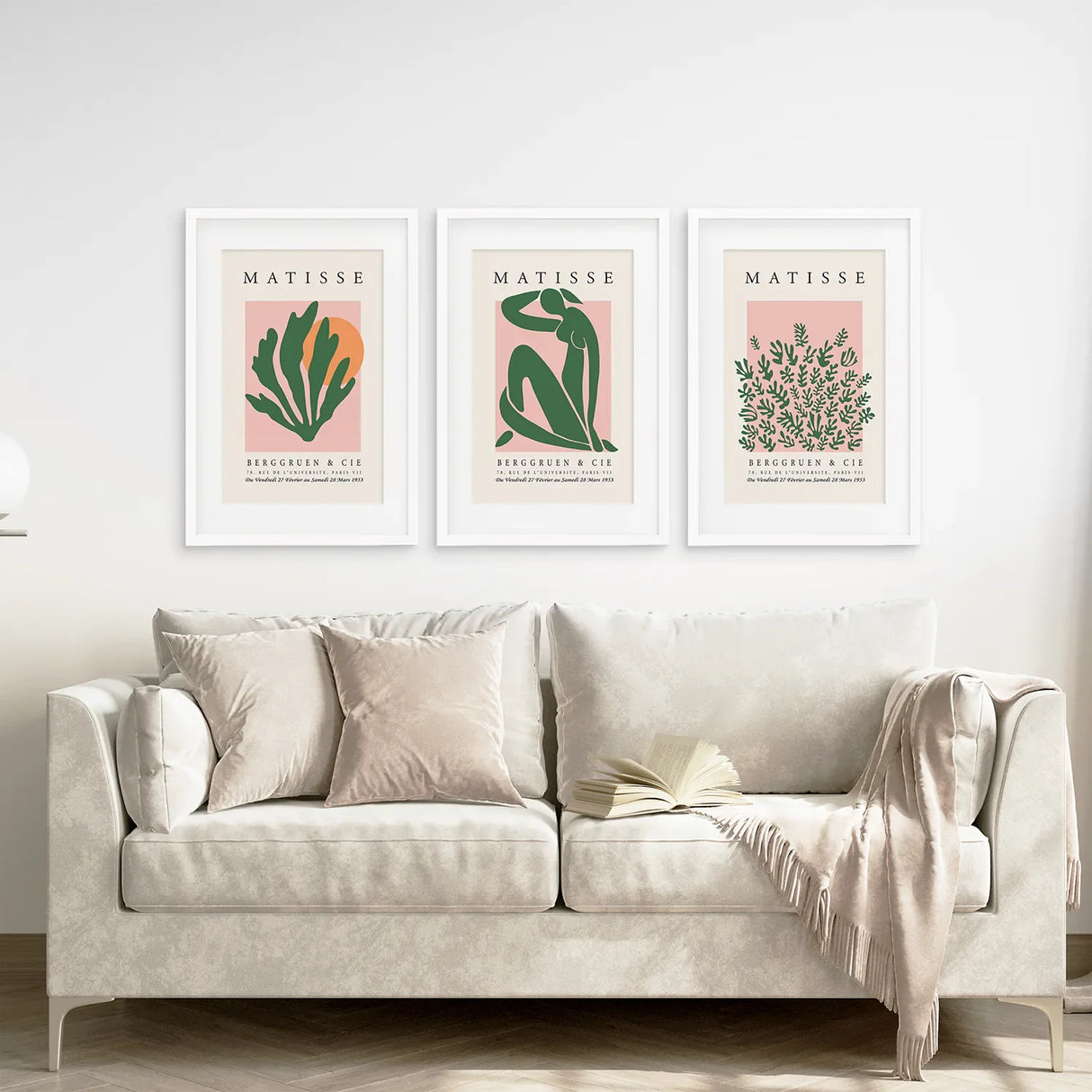 Pink Green Matisse Abstract Wall Prints Set