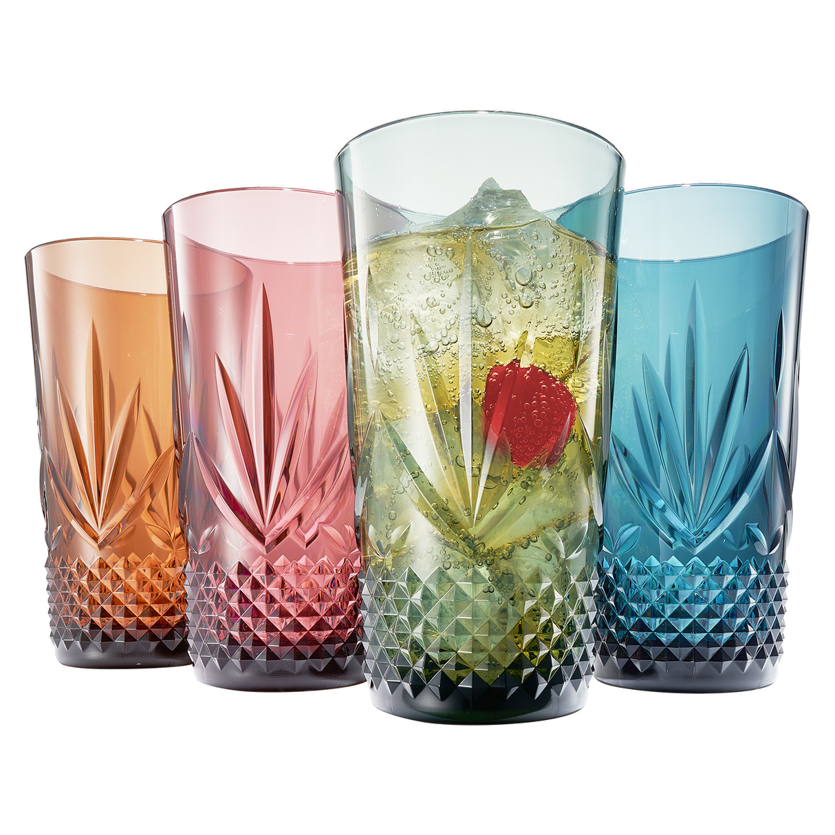 Onix Acrylic Crystal Highball Glassware, Set of 4