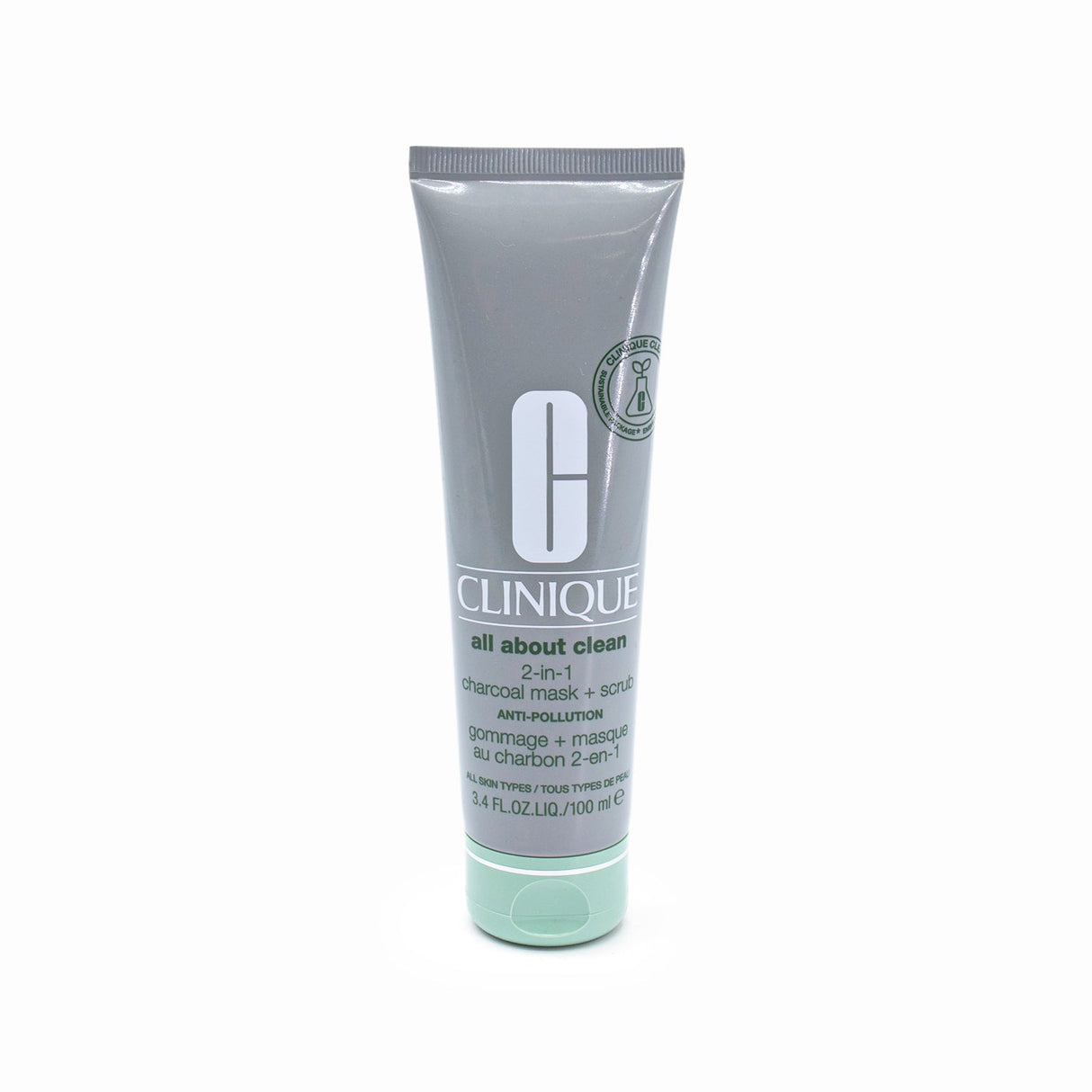 CLINIQUE All About Clean 2-in-1 Charcoal Face Mask + Scrub 3.4oz - New