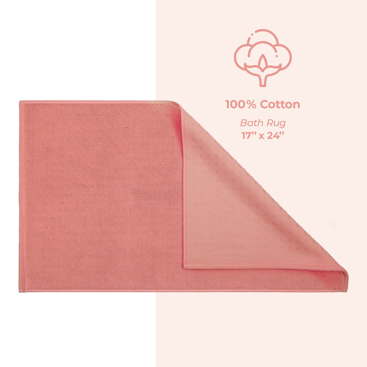 American Soft Linen 100% Cotton Bath Mat Rugs, 17x24 inches with Silicone Backing, Soft Absorbent Grip-Enhanced Bath Mats for Bathroom