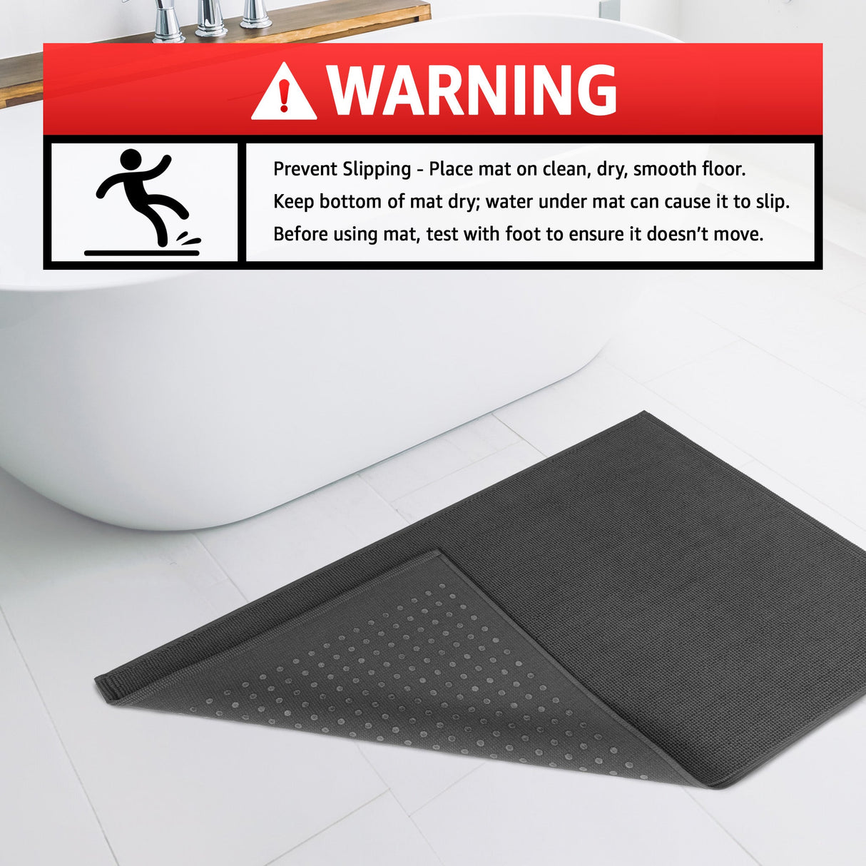 American Soft Linen 100% Cotton Bath Mat Rugs, 20x34 inches with Silicone Backing, Soft Absorbent Grip-Enhanced Bath Mats for Bathroom