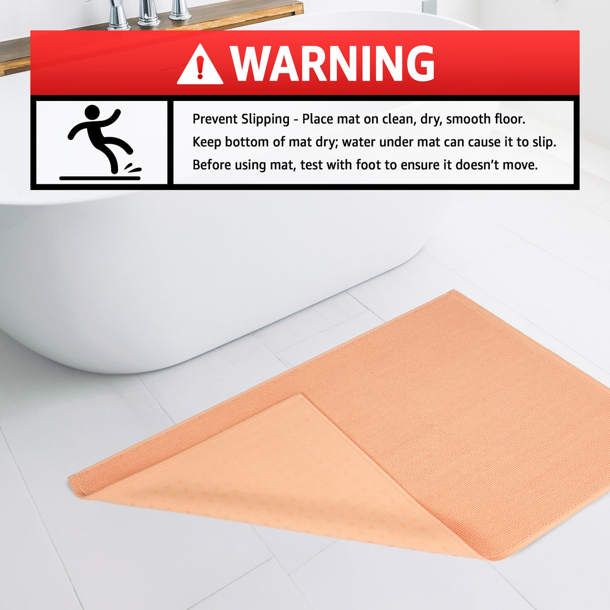 American Soft Linen 100% Cotton Bath Mat Rugs, 20x34 inches with Silicone Backing, Soft Absorbent Grip-Enhanced Bath Mats for Bathroom