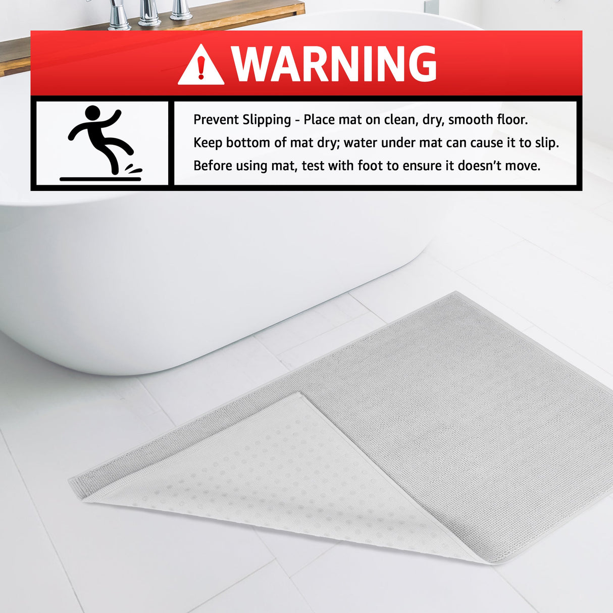 American Soft Linen 100% Cotton Bath Mat Rugs, 20x34 inches with Silicone Backing, Soft Absorbent Grip-Enhanced Bath Mats for Bathroom