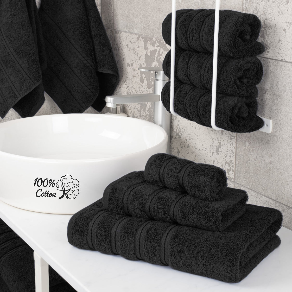 American Soft Linen 3 Piece 100% Cotton Extra Fluffy and Soft, Luxury Turkish Towel Set with 20 Different Colors
