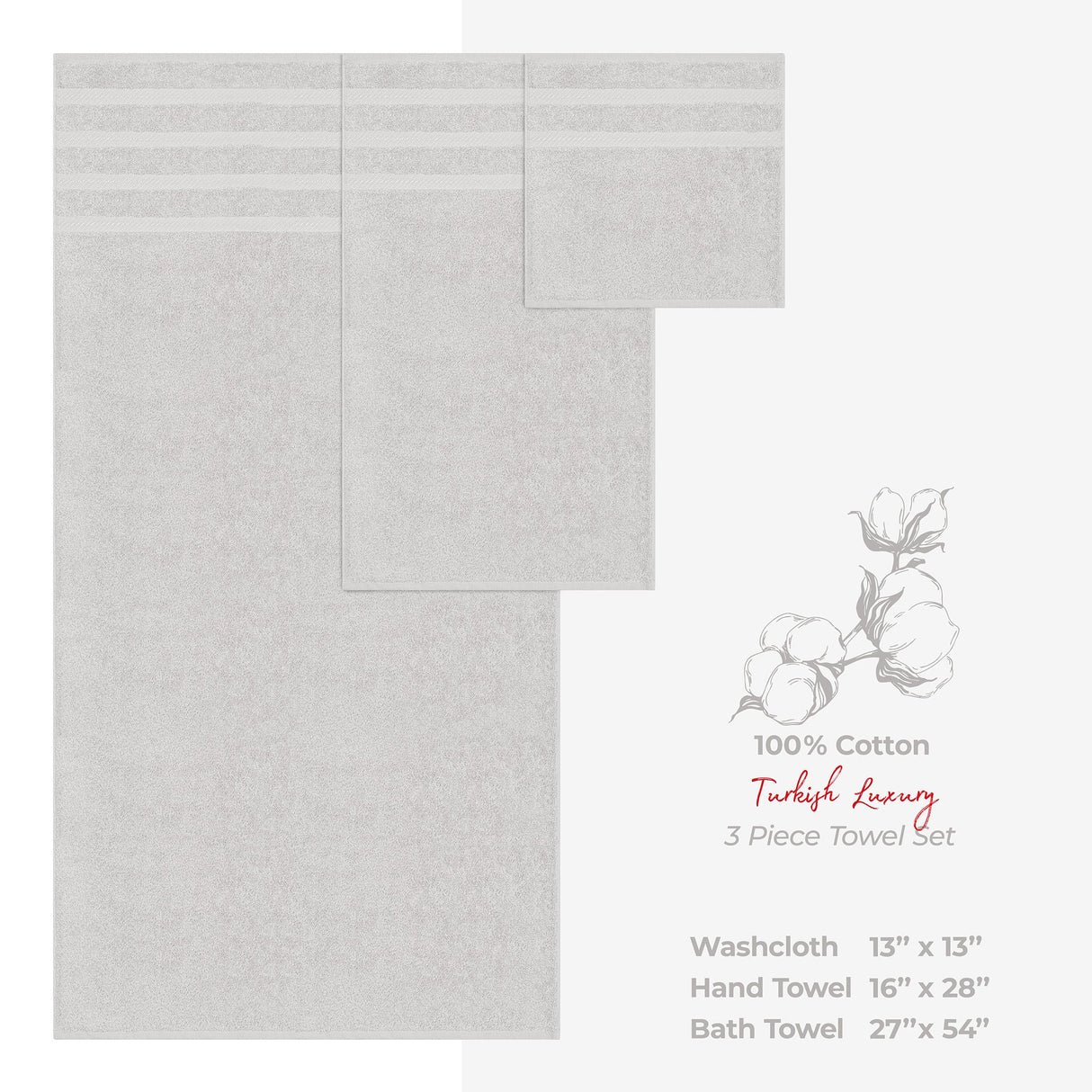 American Soft Linen 3 Piece 100% Cotton Extra Fluffy and Soft, Luxury Turkish Towel Set with 20 Different Colors