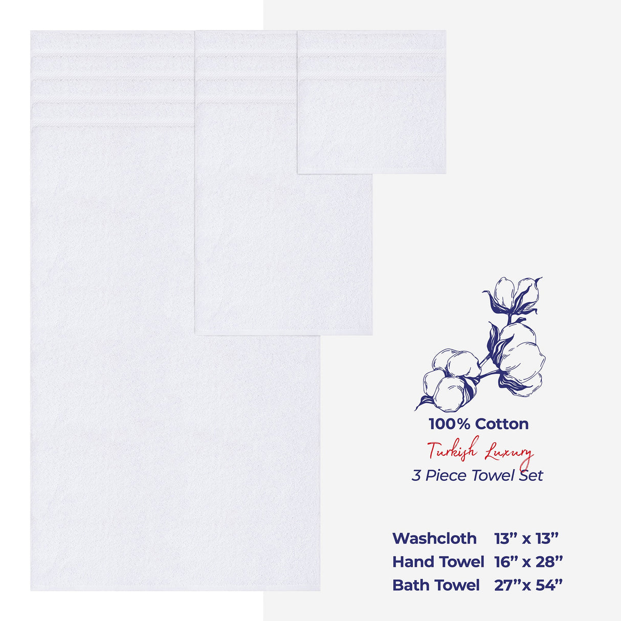 American Soft Linen 3 Piece 100% Cotton Extra Fluffy and Soft, Luxury Turkish Towel Set with 20 Different Colors