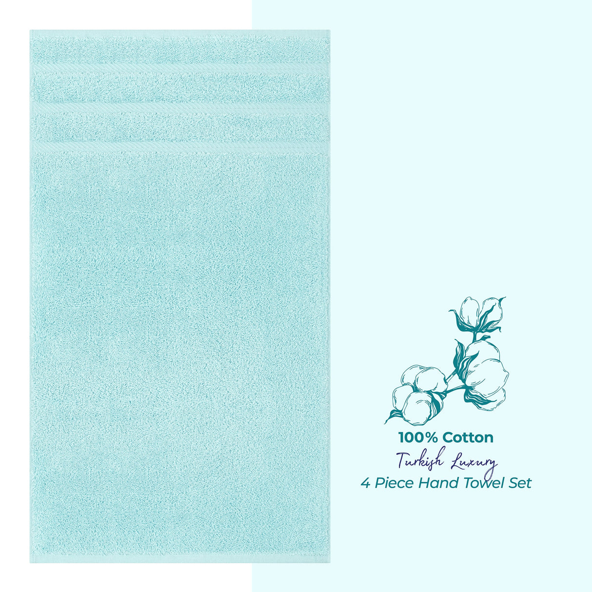 American Soft Linen 100% Cotton Turkish Towels, 4 Pack Hand Towel Set, Super Soft, Absorbent, Quick Dry Premium Towels