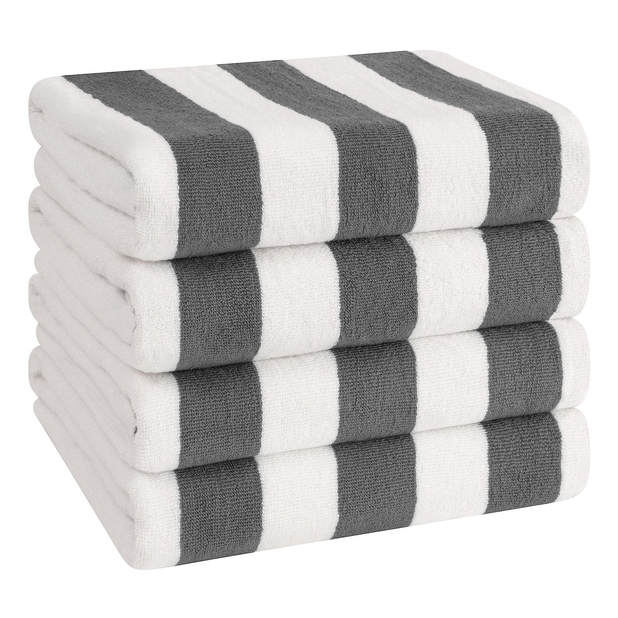 American Soft Linen, Premium Cotton 4 Pack Beach Towels, 30" x 60" Cabana Striped Pool Towels