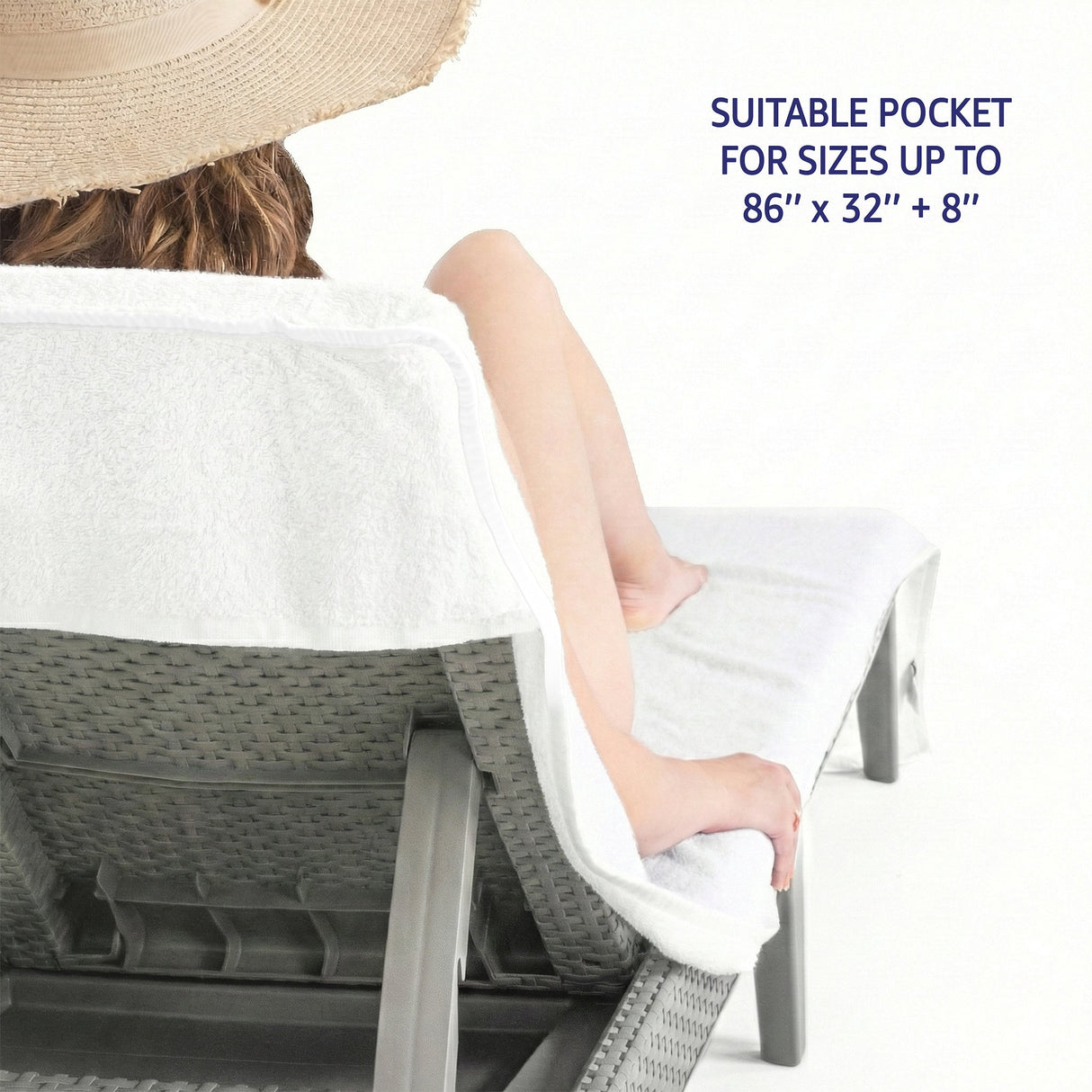 American Soft Linen Chaise Lounge Covers with Pocket, Premium Cotton, 86x32 Inches