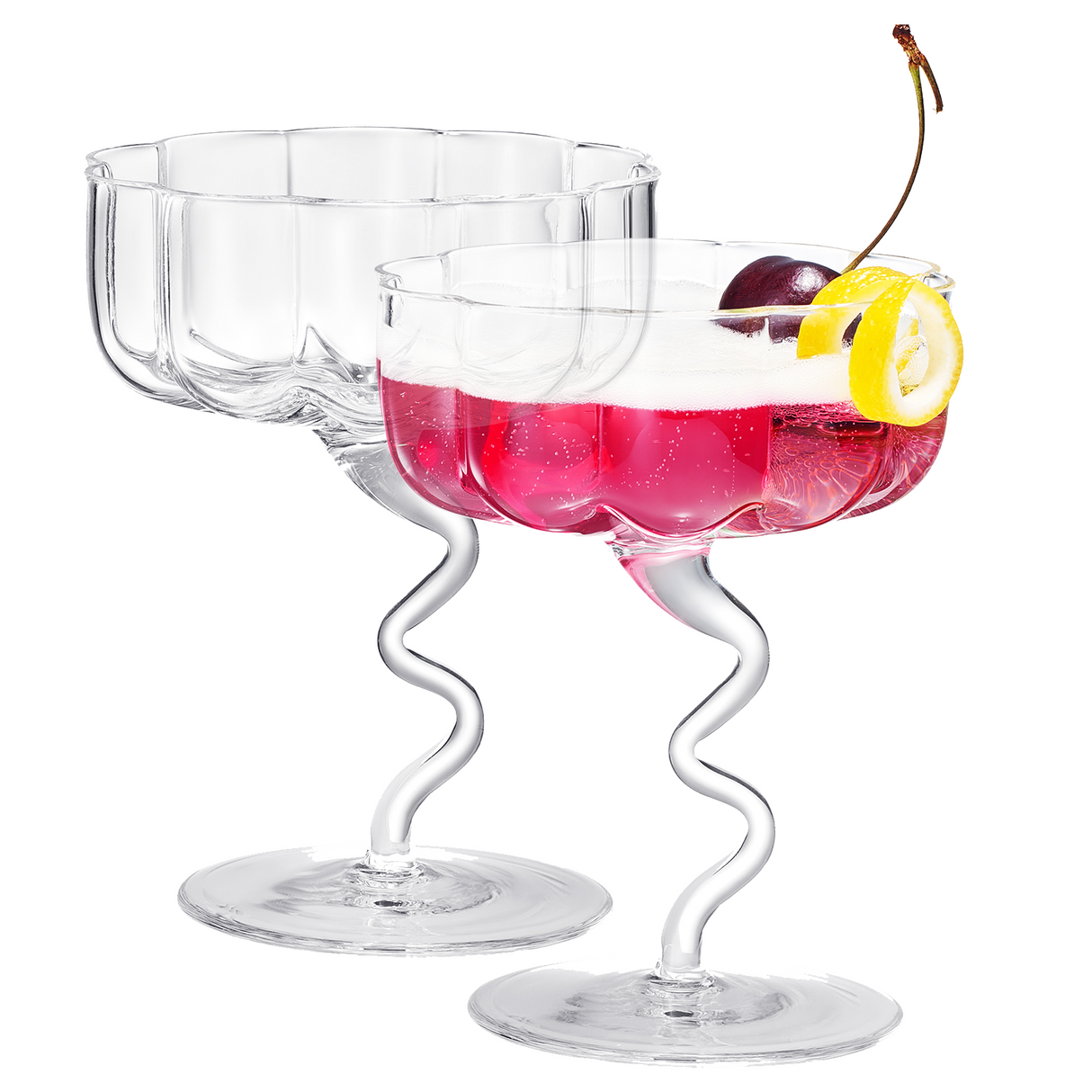 Asteria Champagne Coupe Cocktail Glassware, Clear, Set of 2