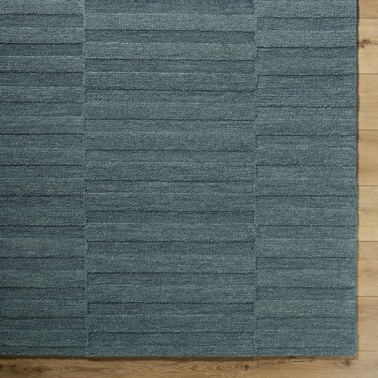 Idaho Broken-Stiped Petrol Blue Area Rug