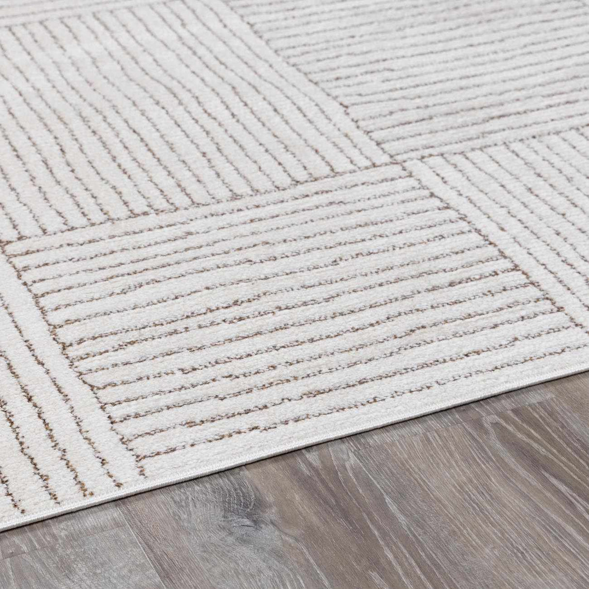 Modern Scandi High Pile Ivory/Dark Brown Architect II Area Rug