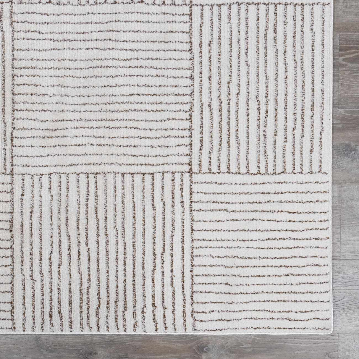 Modern Scandi High Pile Ivory/Dark Brown Architect II Area Rug