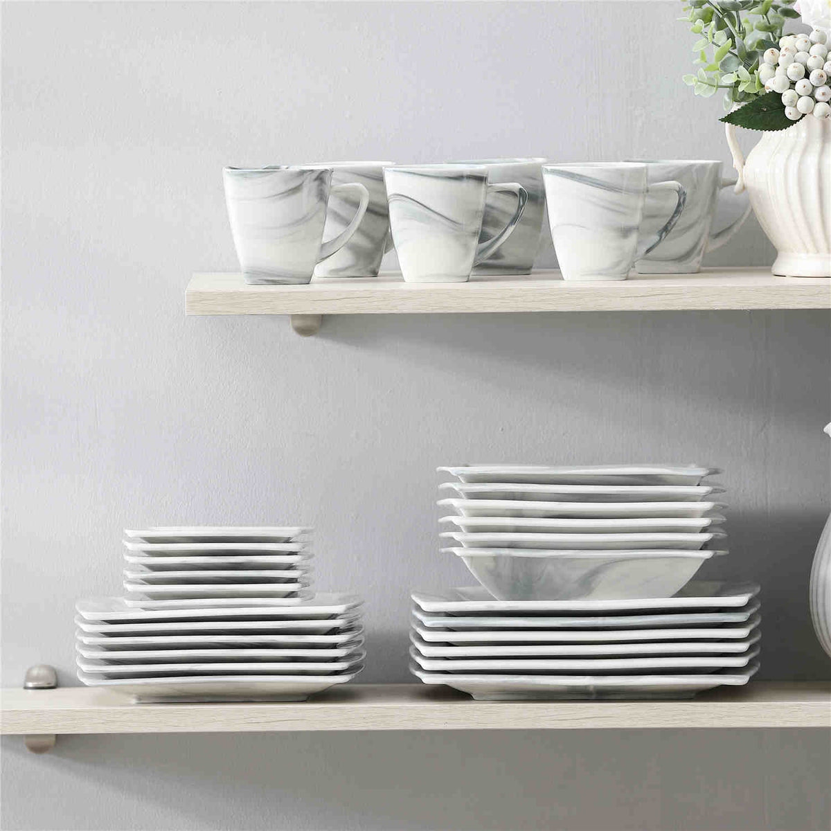 Blance Marble Grey 30 Piece Dinnerware Set