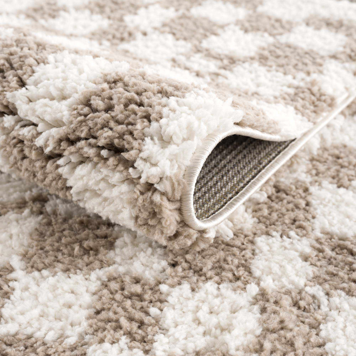 Boutique Rugs Kieu Taupe Checkered Shag Rug - view 7