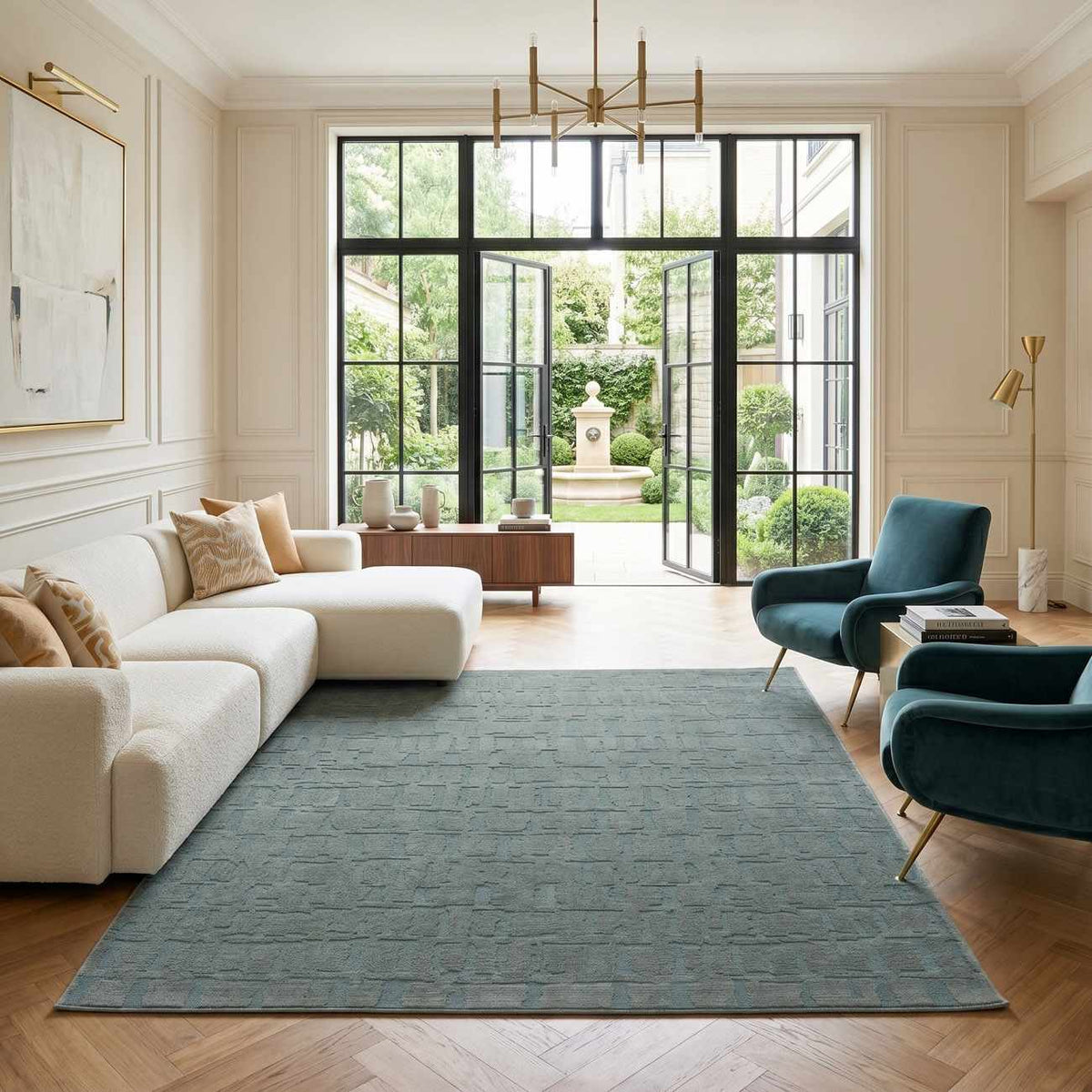 Dragan Teal Modern Area Rug