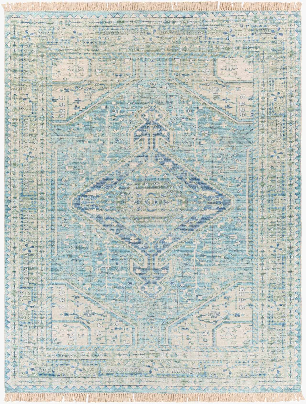 Byers Handmade Cotton-blend Aqua Rug