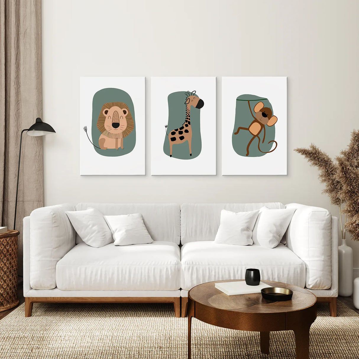 Cute Safari Baby Animals Set of 3 Art Prints