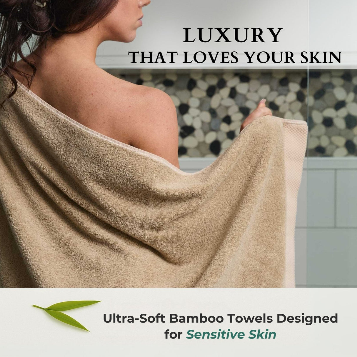 Bamboo Cotton Towel Set - Viscose from Bamboo + Cotton - 3pc - Champagne