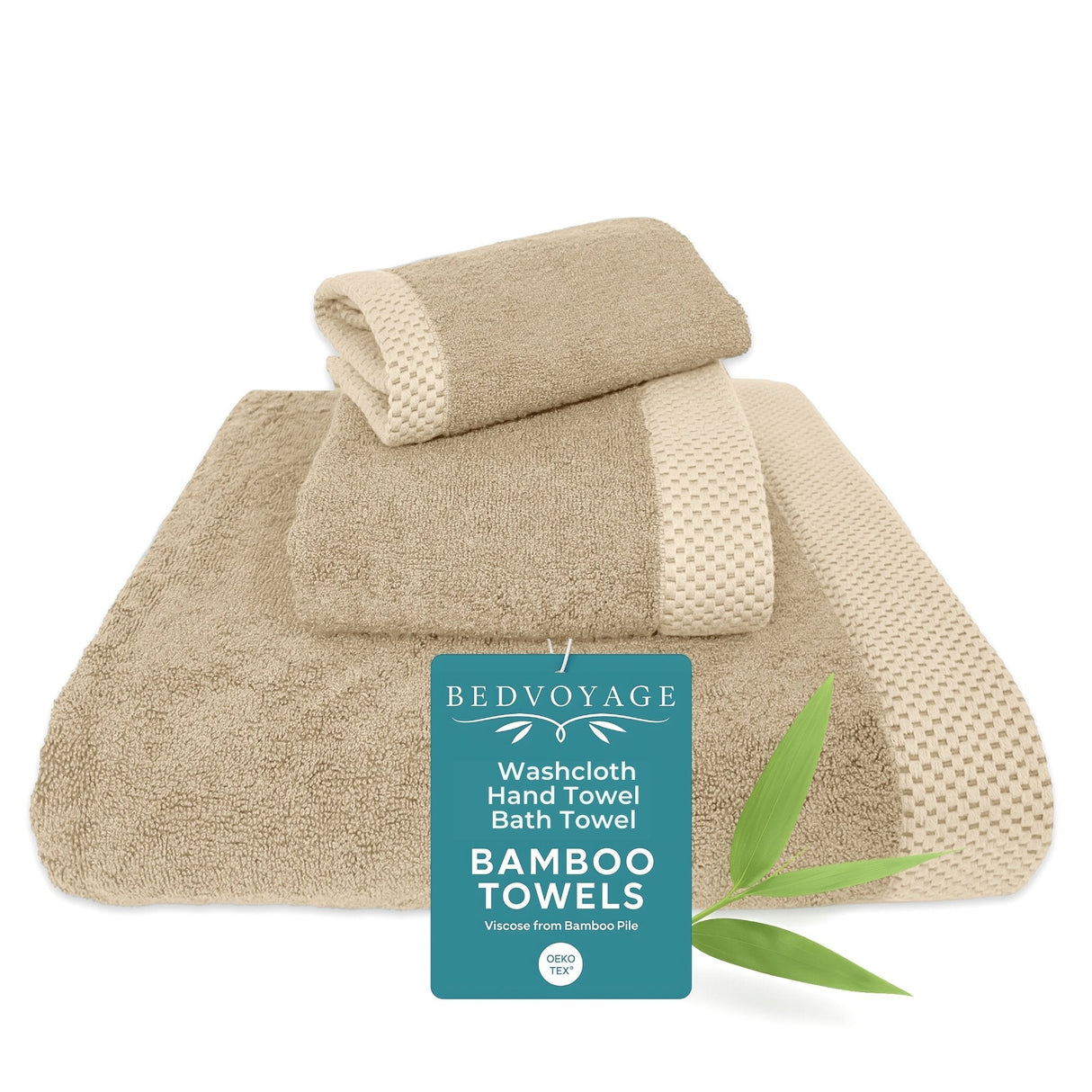 Bamboo Cotton Towel Set - Viscose from Bamboo + Cotton - 3pc - Champagne