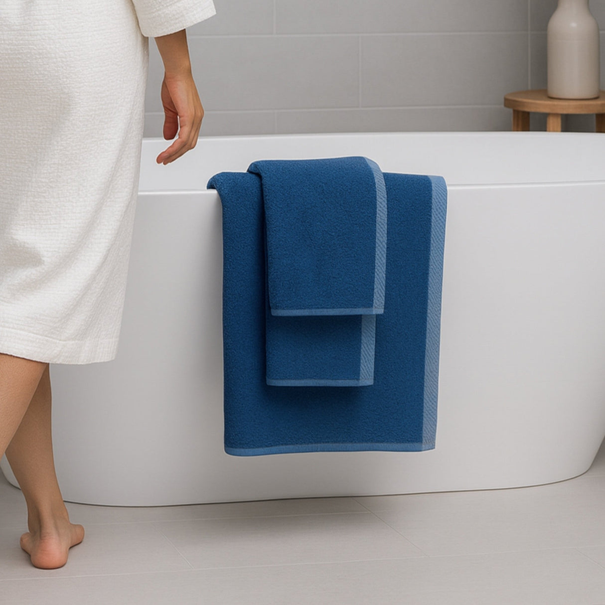 Bamboo Cotton Towel Set - Viscose from Bamboo + Cotton - 3pc - Indigo