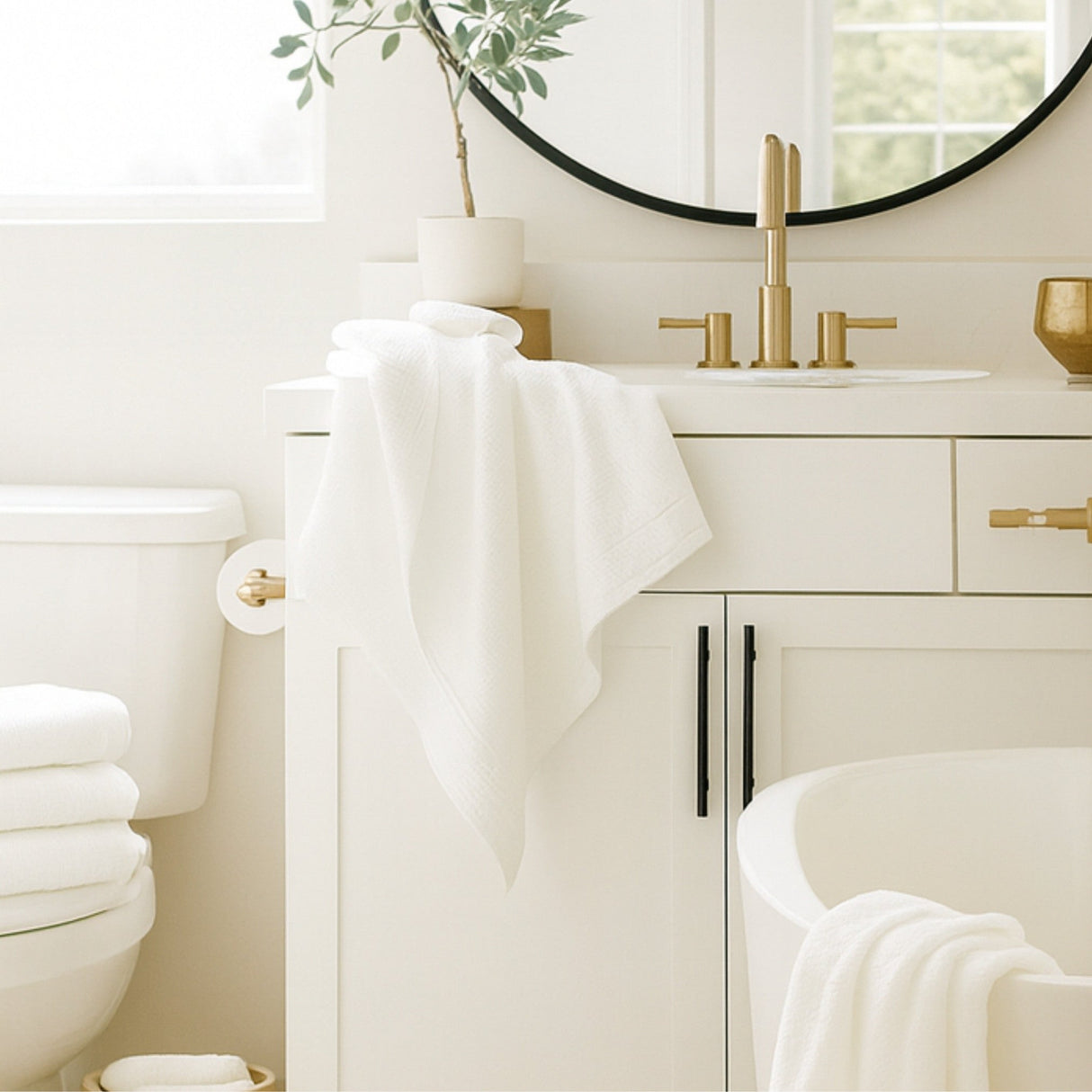 Bamboo Cotton Towel Set - Viscose from Bamboo + Cotton - 3pc - White
