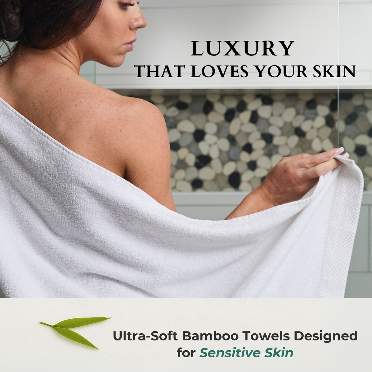 Bamboo Cotton Bath Towel - Viscose from Bamboo + Cotton - White