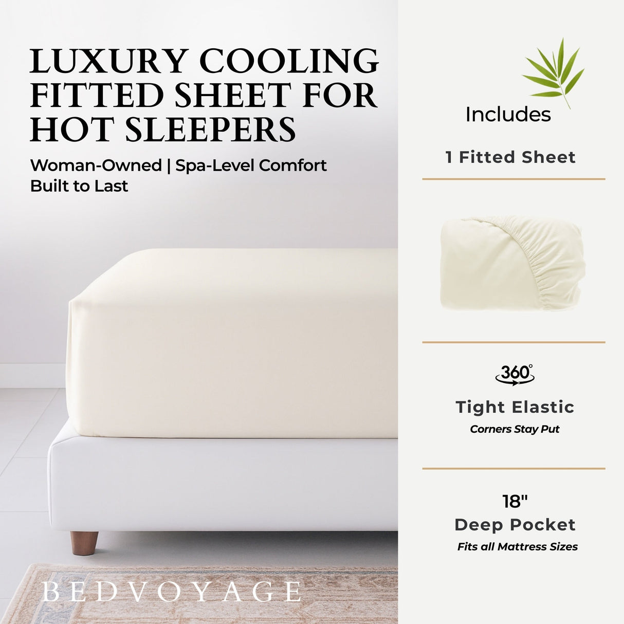 Bamboo Fitted Sheet - 100% Viscose from Bamboo - Ivory