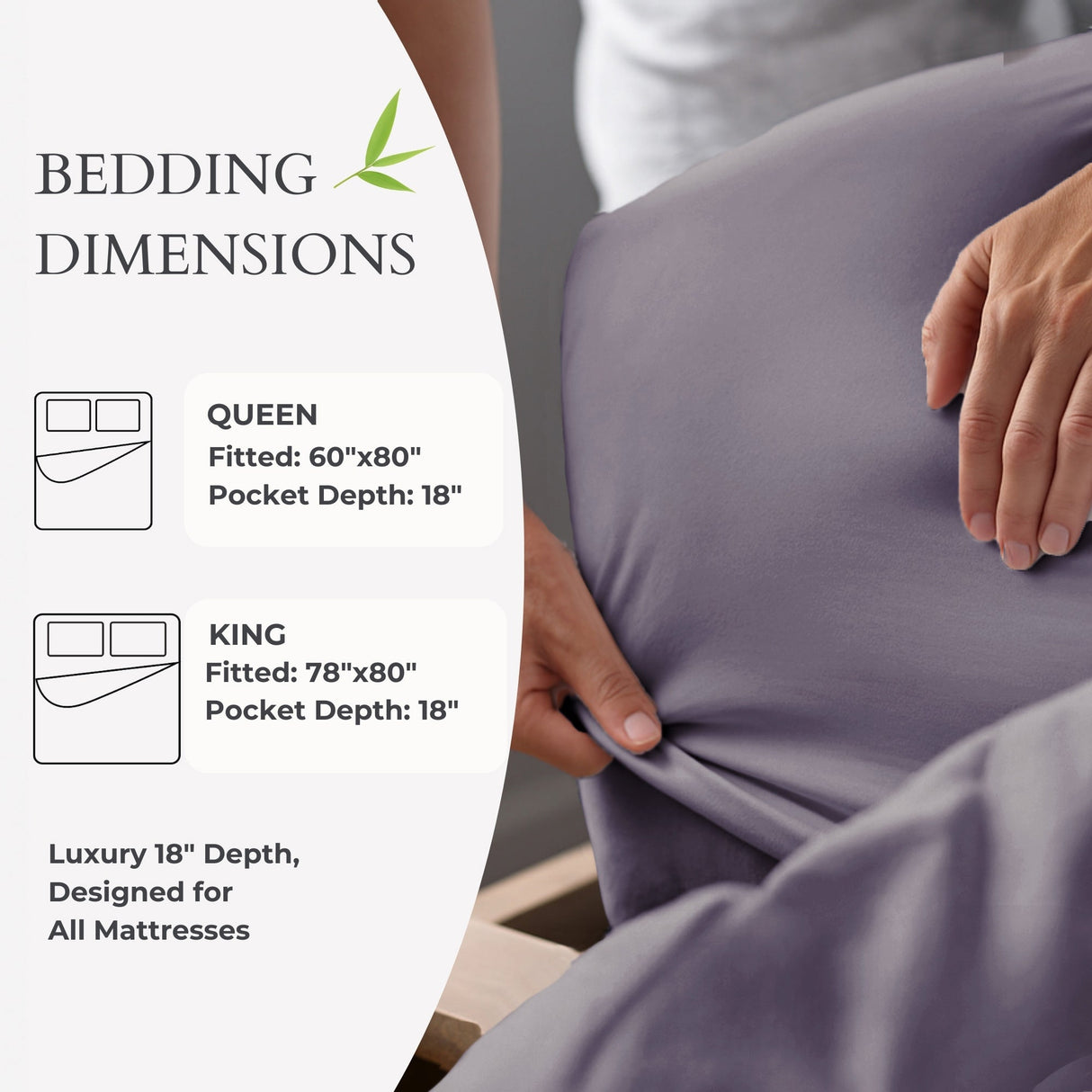 Bamboo Fitted Sheet - 100% Viscose from Bamboo - Platinum