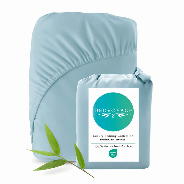 Bamboo Fitted Sheet - 100% Viscose from Bamboo - Sky - FINAL SALE