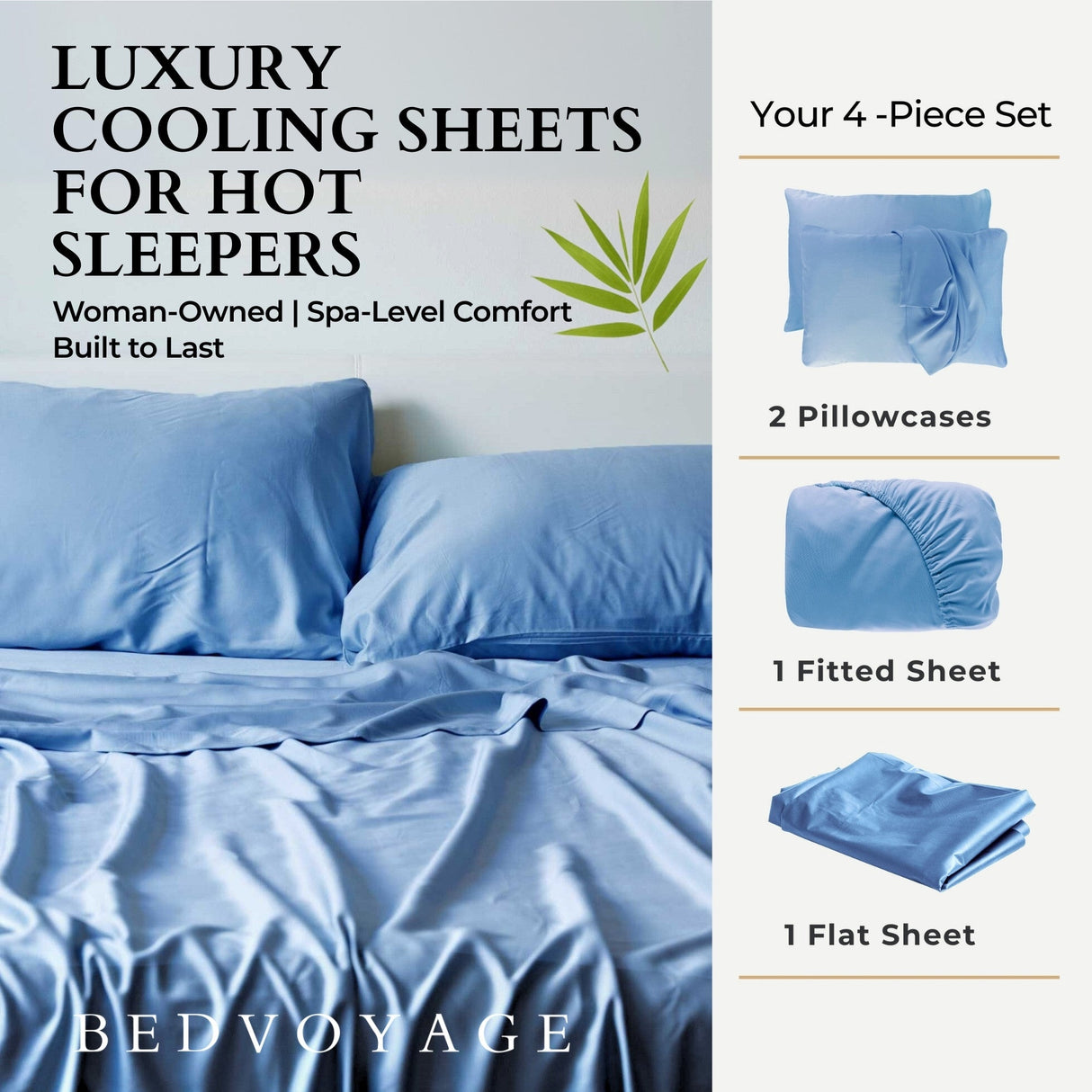 Bamboo Sheet Set - 100% Viscose from Bamboo - Ocean
