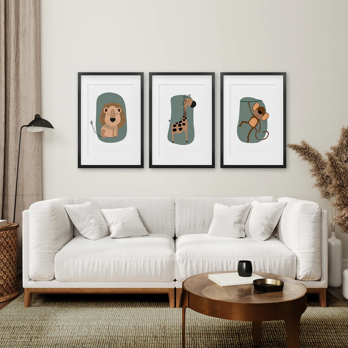 Cute Safari Baby Animals Set of 3 Art Prints