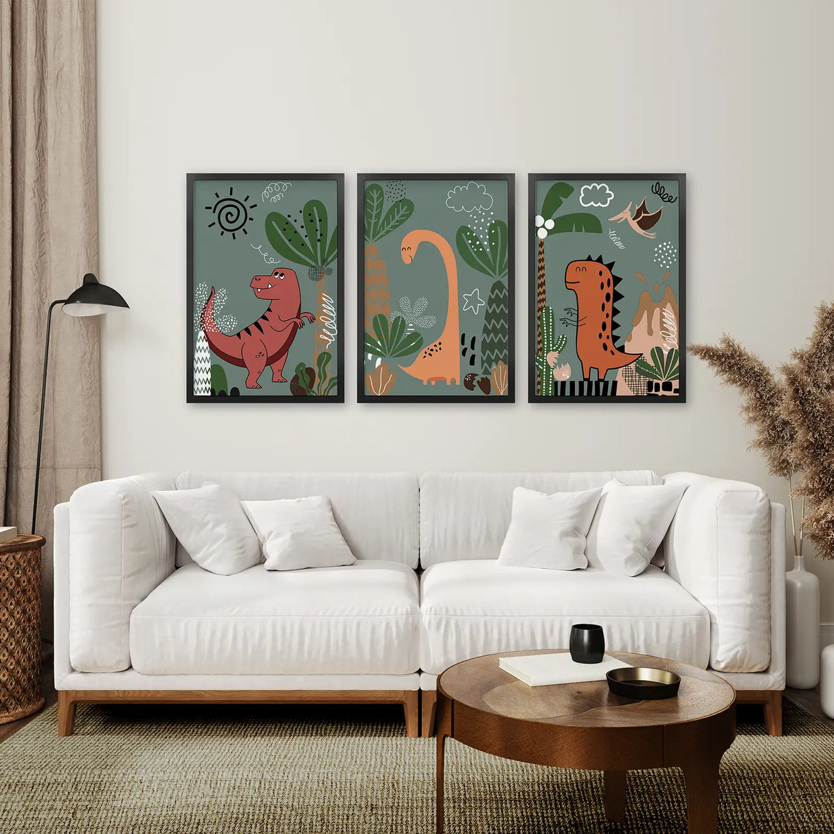 Green Dinosaur Nursery Decor Kids Room Wall Art