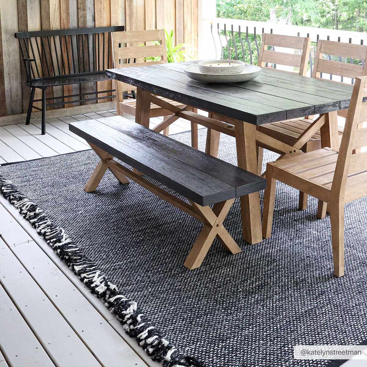 Boyden Black Area Rug with Tassels - Clearance