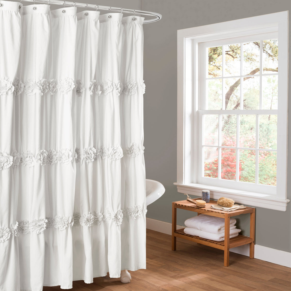 LushDecor Darla Shower Curtain in Ivory