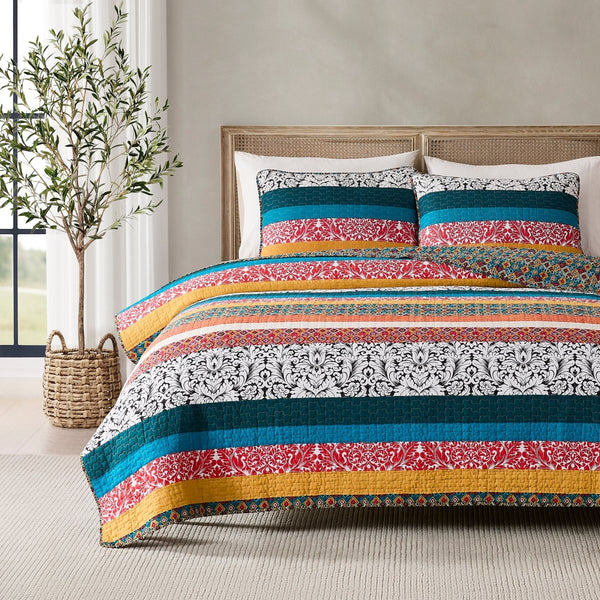 Boho Stripe 3-Piece Quilt Set