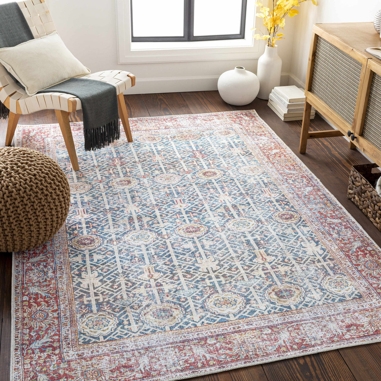 Rust Catadupa Distressed Washable Area Rug - Clearance