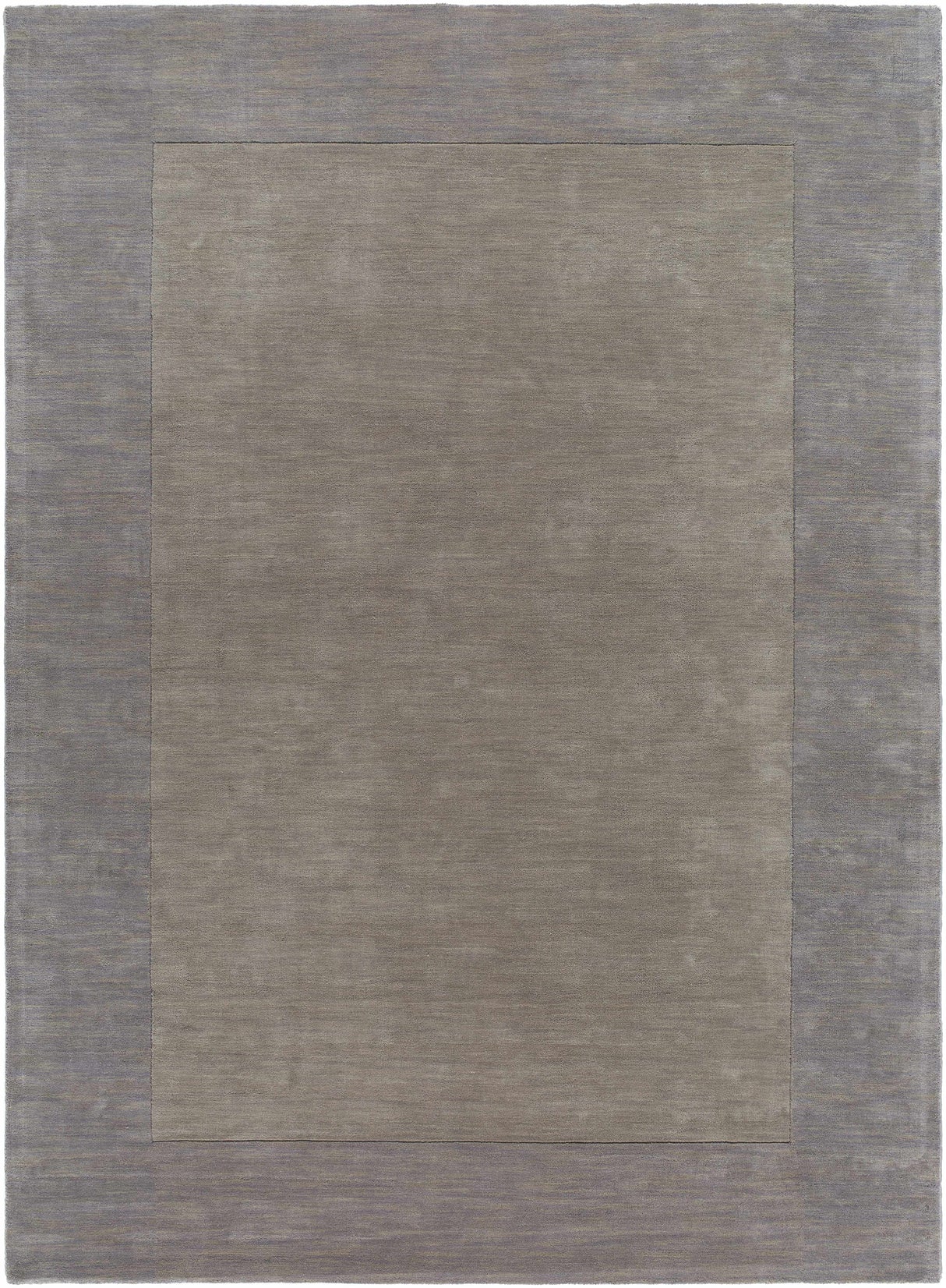 Bordered Solid Gray Wool Rug