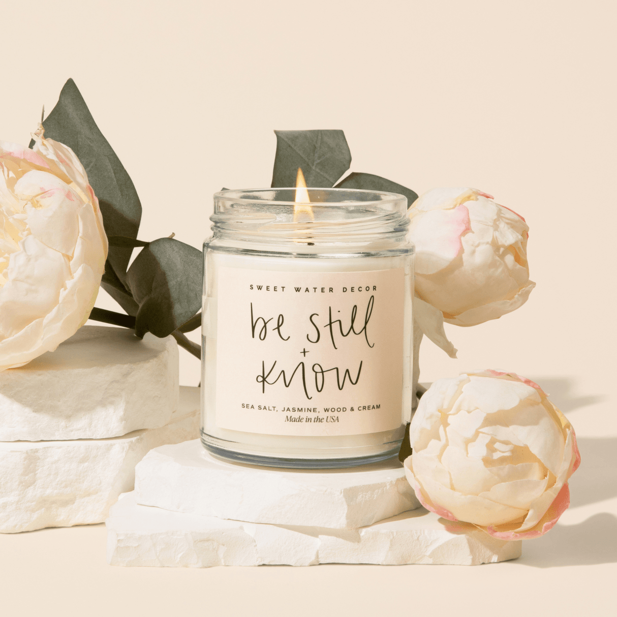 Be Still and Know Soy Candle - 9 oz Clear Jar (Spa Day)
