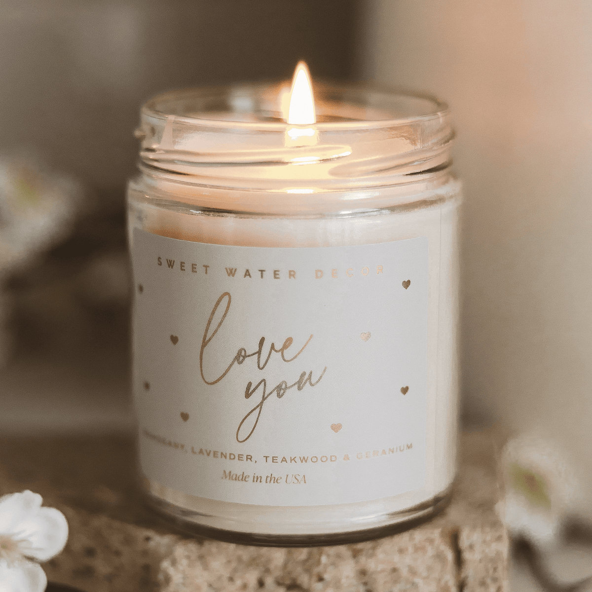 Sweet Water Decor Love You Soy Candle Patterned - view 2