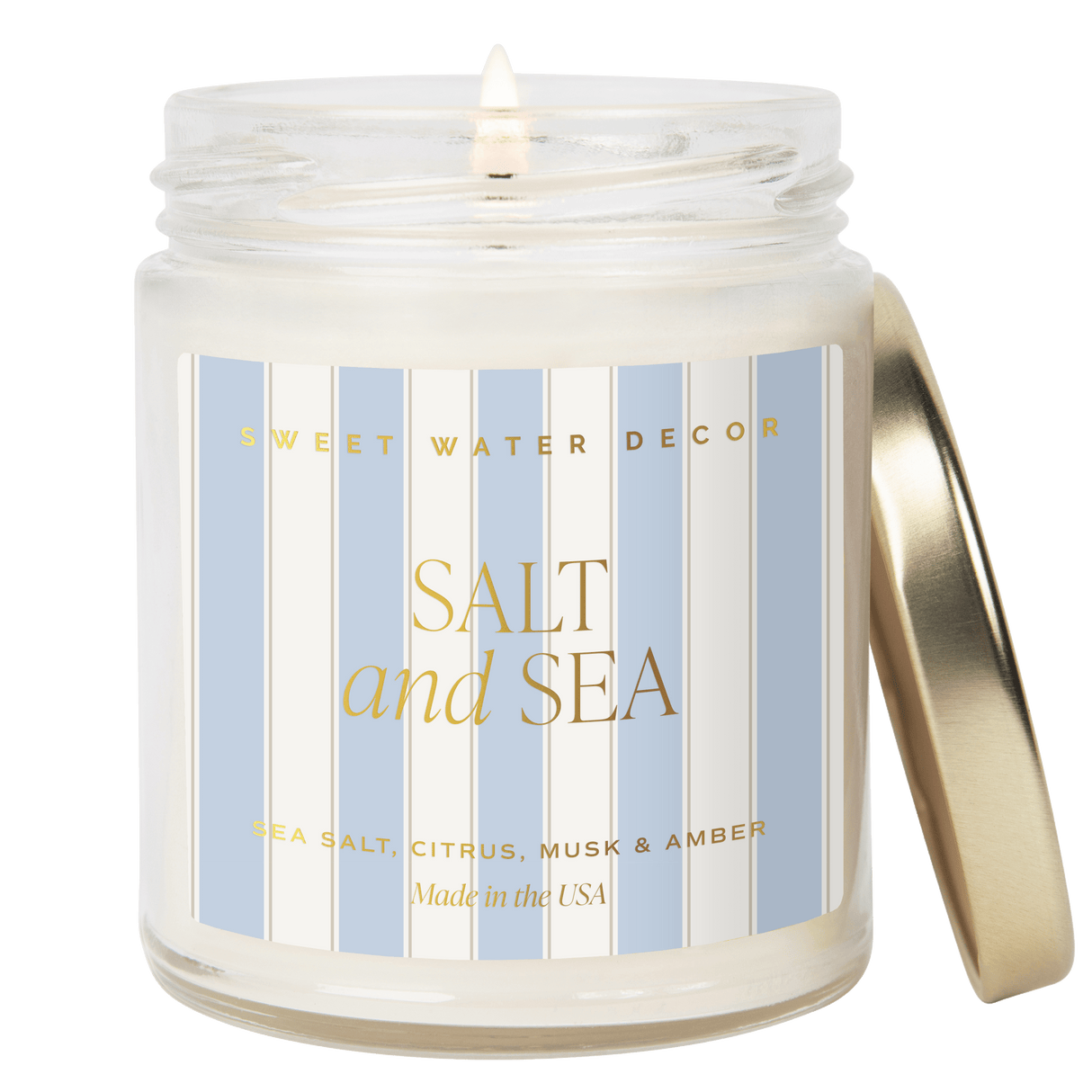 Salt and Sea Soy Patterned Candle – Clear Jar 9 oz