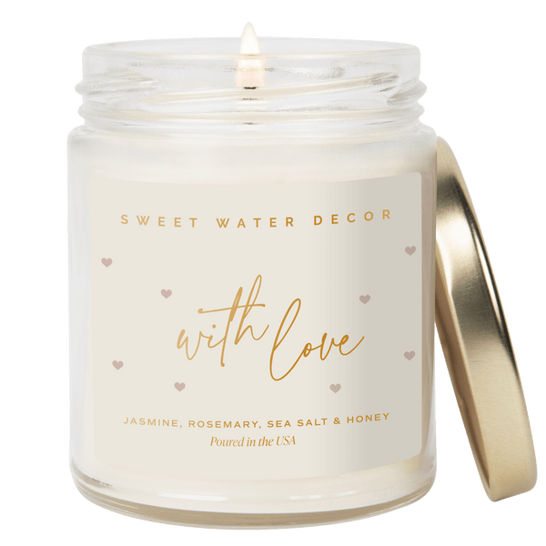 With Love Soy Patterned Candle - Clear Jar - 9 oz
