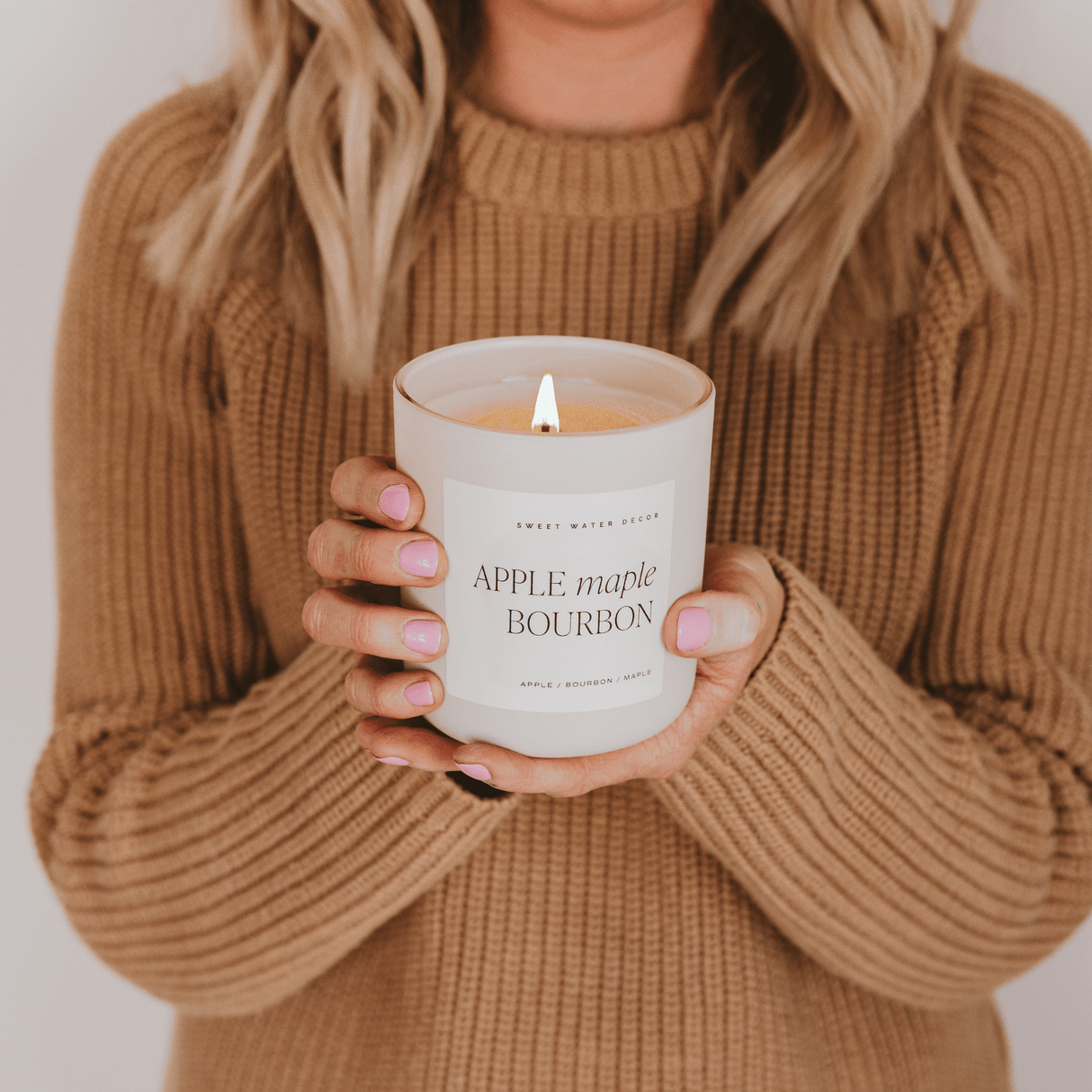 Apple Maple Bourbon Soy Candle - 15 oz Tan Matte Jar