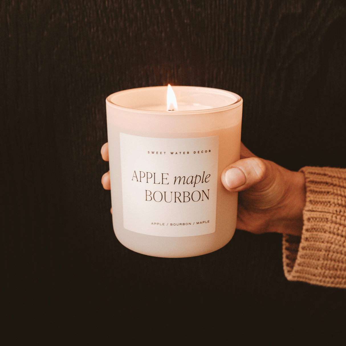 Apple Maple Bourbon Soy Candle - 15 oz Tan Matte Jar