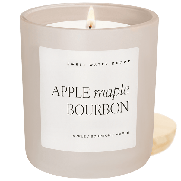 Apple Maple Bourbon Soy Candle - 15 oz Tan Matte Jar