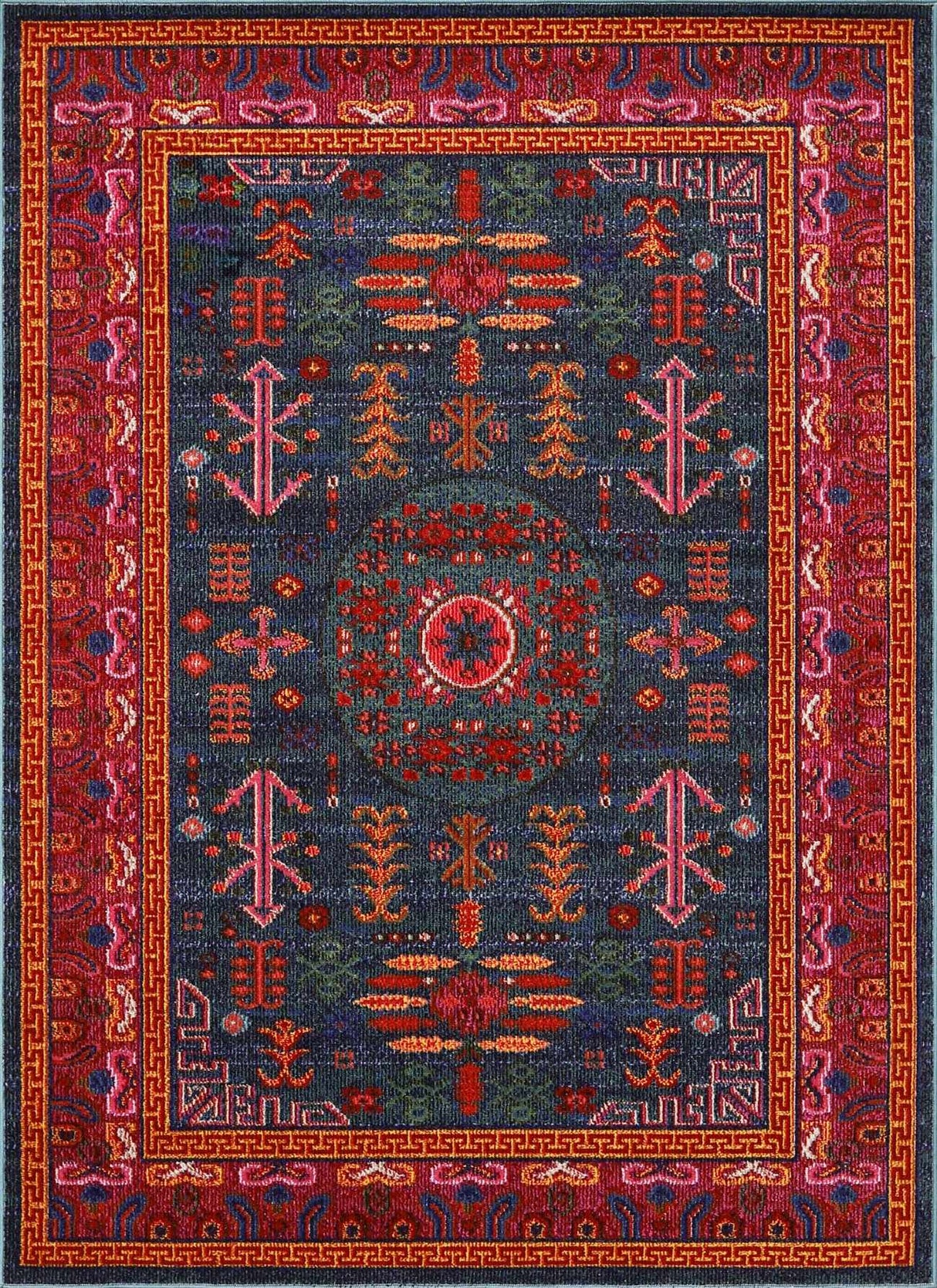 Cleveland Colorful Traditional Area Rug - Teal, Aqua, Navy