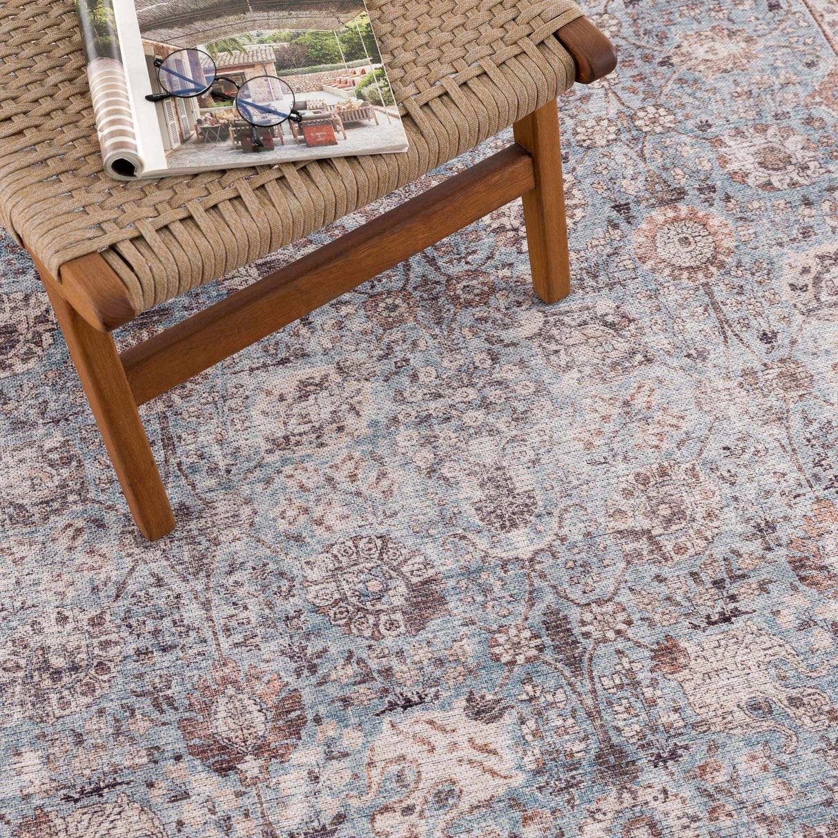Dauis Blue Persian Style Washable Rug - Promo