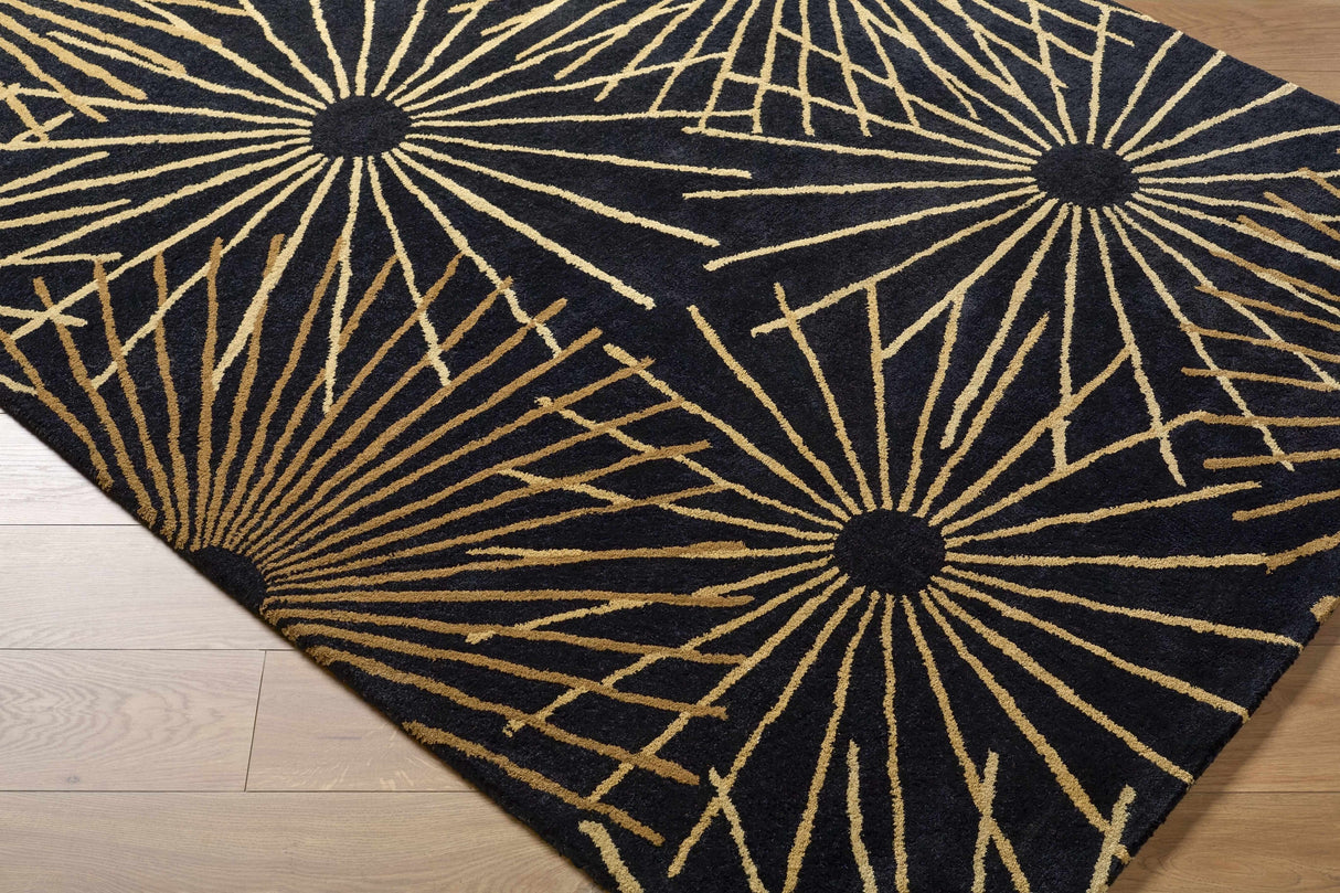 Clover Black Modern Wool Rug