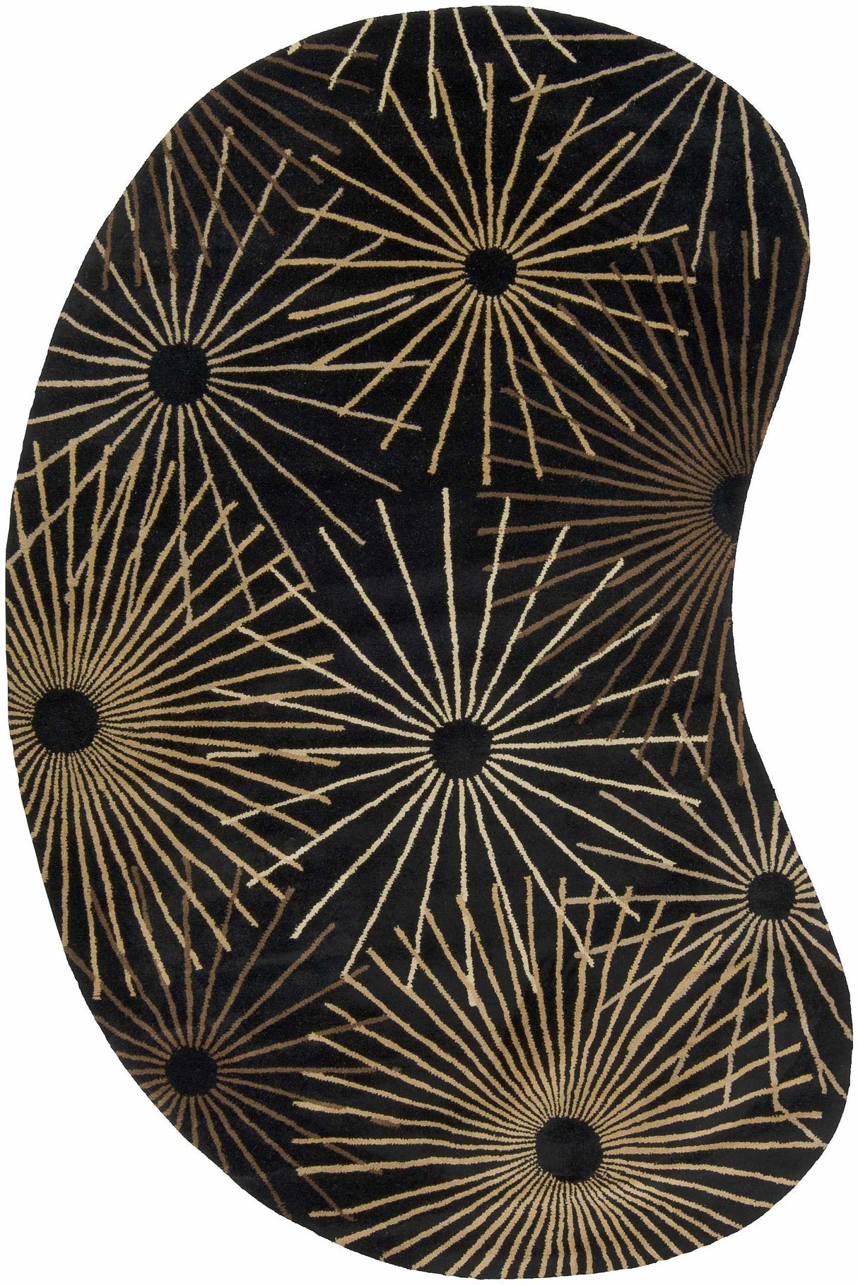 Clover Black Modern Wool Rug